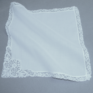 MONOGRAMMED SWISS LACE HANDKERCHIEF