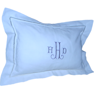 MONOGRAMMED GILUCCI LEAVES BORDERED BOUDOIR PILLOWS