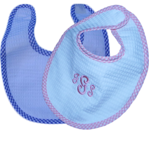 PERSONALIZED MEDIUM PIQUE/TERRY CHECK TRIM BIB