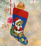PERSONALIZED NEEDLE POINT TEDDY SANTA
