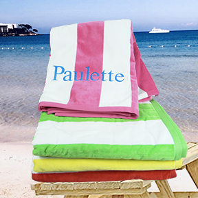 PERSONALIZED PREMIUM CABANA STRIPED VELOUR BEACH TOWEL