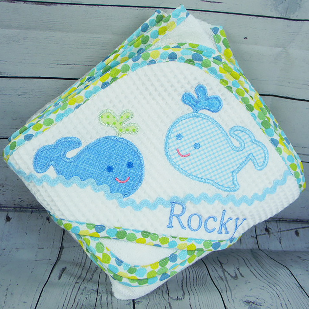 PERSONALIZED APPLIQUED HOODED TOWELS-w/WASH CLOTH