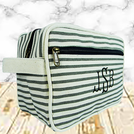 PERSONALIZED STRIPED CANVAS LINED TRAVEL KIT