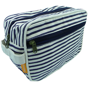 PERSONALIZED STRIPED CANVAS LINED TRAVEL KIT