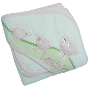 PERSONALIZED APPLIQUED HOODED TOWELS-w/WASH CLOTH